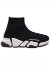 Women's Speed 2.0 Trainer Black Knit White Sole High Top Sneakers Black - BALENCIAGA - BALAAN 2