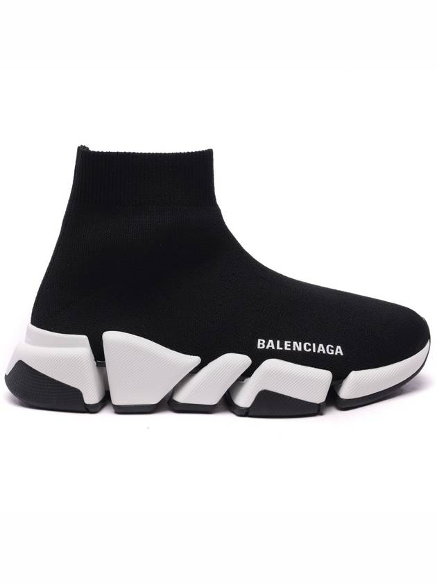 Women's Speed 2.0 Trainer Black Knit White Sole High Top Sneakers Black - BALENCIAGA - BALAAN 3