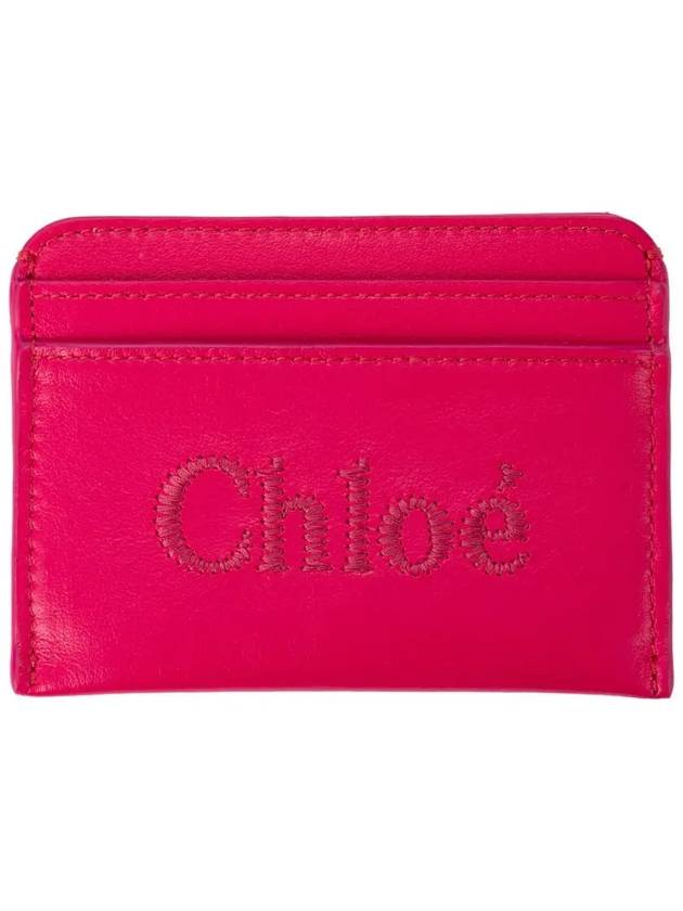 Sense Embroidered Logo Calfskin Card Wallet Fuchsia - CHLOE - BALAAN 2