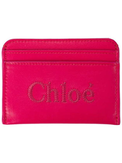 Sense Embroidered Logo Calfskin Card Wallet Fuchsia - CHLOE - BALAAN 2