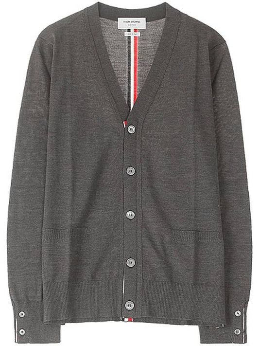 Men's Classic Three-Stripe Backstripe Wool Cardigan Dark Grey - THOM BROWNE - BALAAN 2