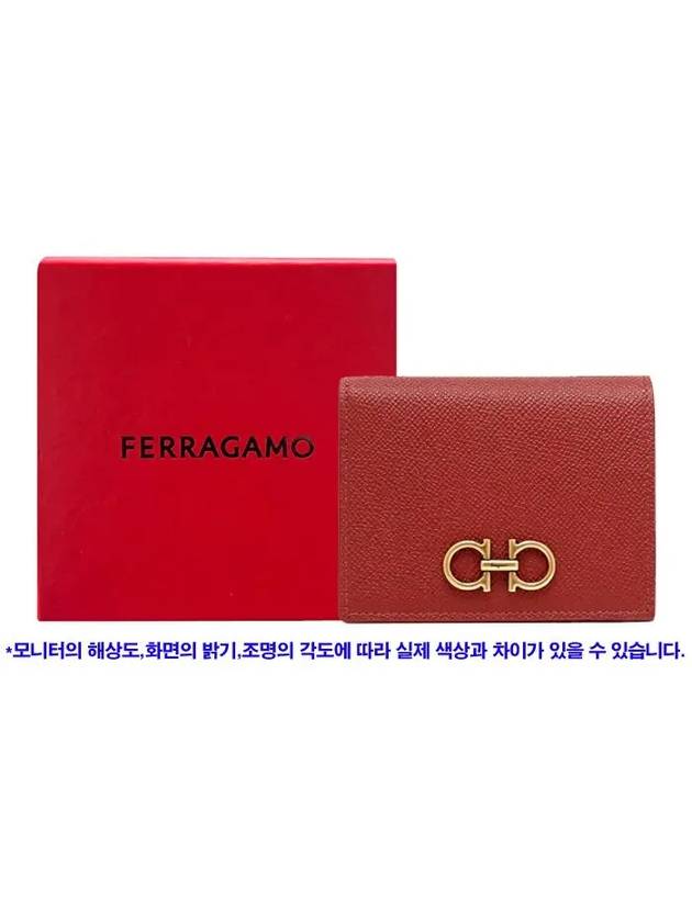 Gancini Compact Half Wallet Red - SALVATORE FERRAGAMO - BALAAN 6