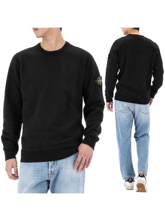 Wappen Patch Crew Neck Cotton Sweatshirt Black - STONE ISLAND - BALAAN 2