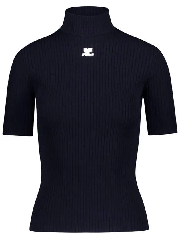 Reedition Knit Short Sleeve Turtle Neck Black - COURREGES - BALAAN 3