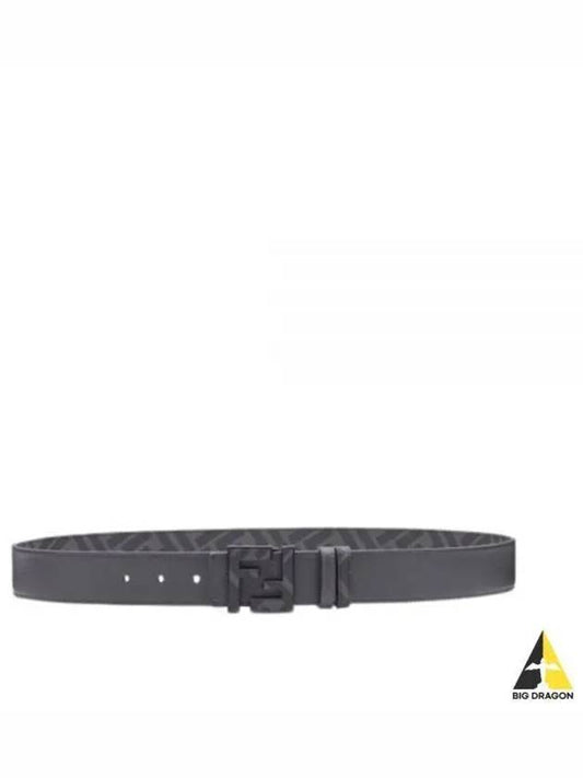 Square FF Leather Reversible Belt Grey - FENDI - BALAAN 2