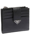 Triangle Logo Saffiano Card Wallet Black - PRADA - BALAAN 2