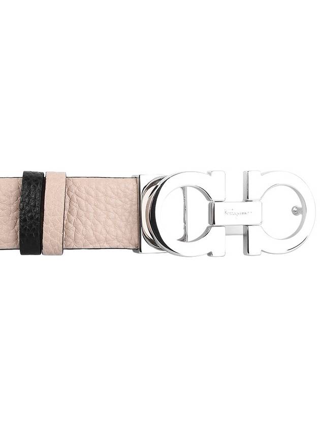 Reversible Gancini Leather Belt Black New Bisque - SALVATORE FERRAGAMO - BALAAN 6