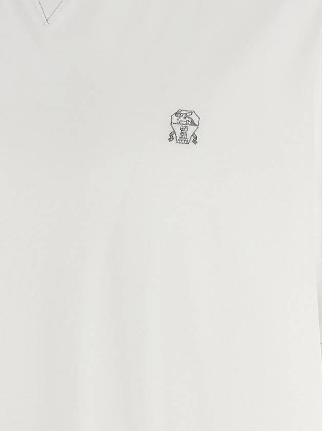 Embroidery Logo Short Sleeve T-Shirt White - BRUNELLO CUCINELLI - BALAAN 5