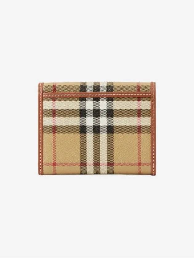 Women's Checked Leather Small Half Wallet Archive Beige - BURBERRY - BALAAN 4