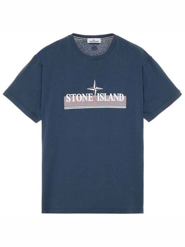 Tricromia One Print Garment Dyed Cotton Jersey Short Sleeve T-Shirt Grey Blue - STONE ISLAND - BALAAN 2