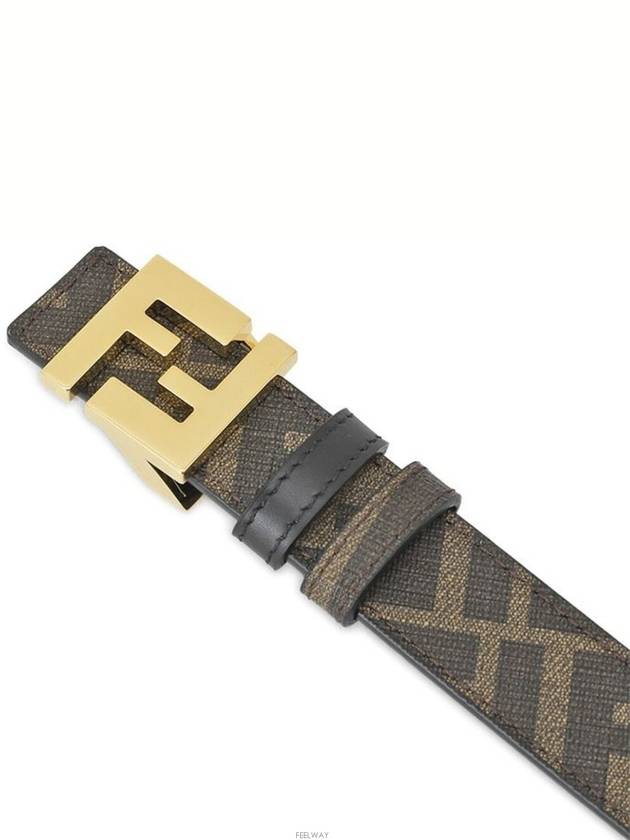 FF Squared Leather Belt Black Brown - FENDI - BALAAN 4