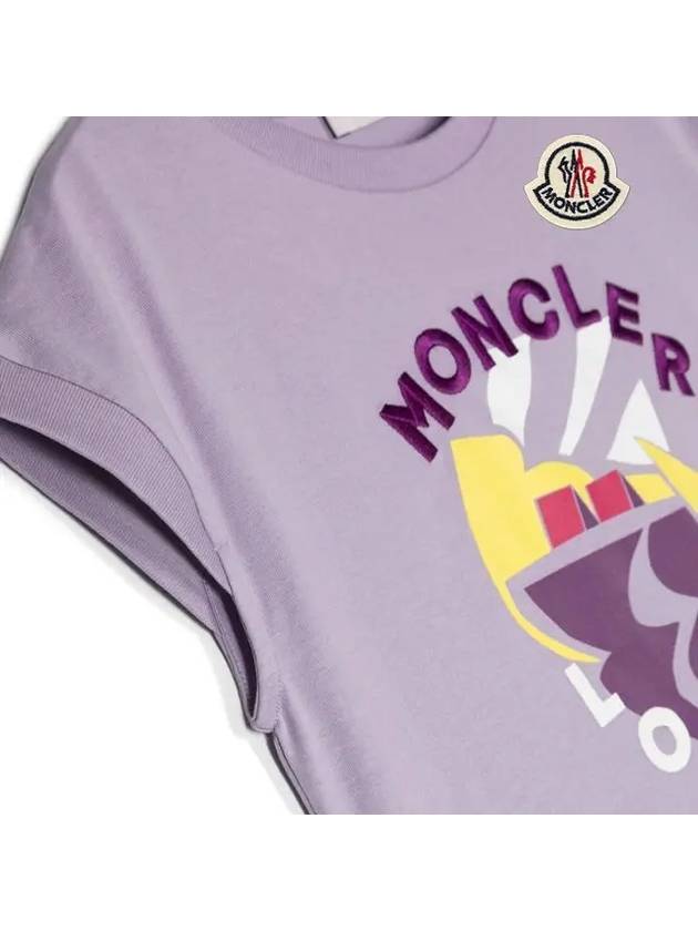 Kids Girls Short Sleeve T Shirt Lilac 8P00001 899WA 61A 8A 10A - MONCLER - BALAAN 4