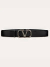 V Logo Signature Leather Belt Black - VALENTINO - BALAAN 2