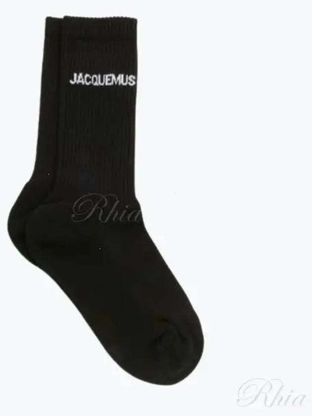 Les Chaussettes Ribbed Crew Socks Black - JACQUEMUS - BALAAN 2