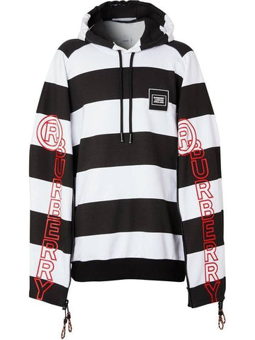 print logo stripe hoodie - BURBERRY - BALAAN 1