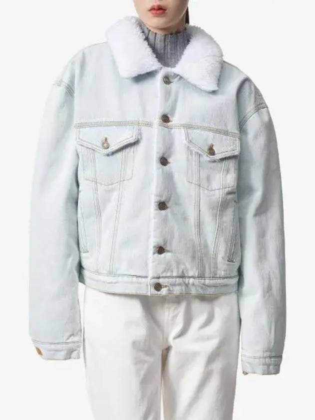 Fake fur trucker denim jacket light blue 06J011LIGHTBLUE - ERL - BALAAN 1