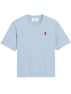 Small Heart Logo Boxy Fit Short Sleeve T-Shirt Light Blue - AMI - BALAAN 2