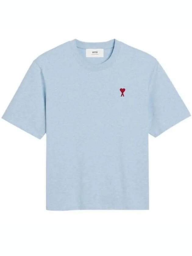 Small Heart Logo Boxy Fit Short Sleeve T-Shirt Light Blue - AMI - BALAAN 2