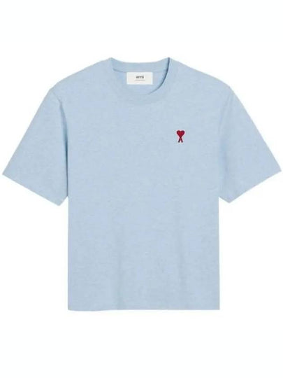 Small Heart Logo Boxy Fit Short Sleeve T-Shirt Light Blue - AMI - BALAAN 2