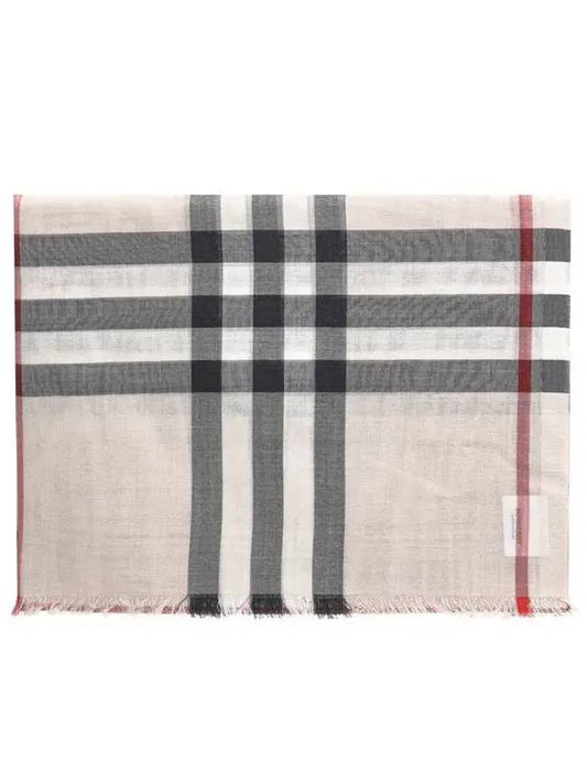 Check Wool Silk Blend Scarf Beige - BURBERRY - BALAAN 2