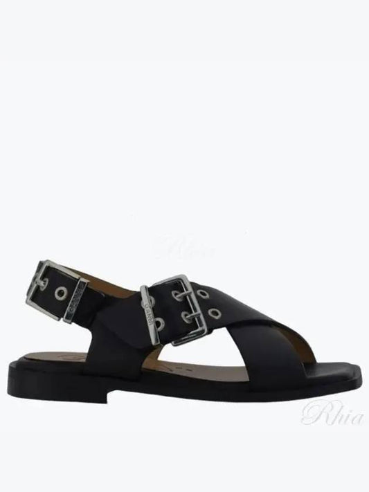 Cross Strap Buckle Sandals Black - GANNI - BALAAN 2