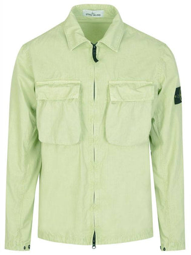 Front Pocket Wappen Patch Overshirt Zip-Up Jacket Light Green - STONE ISLAND - BALAAN 1