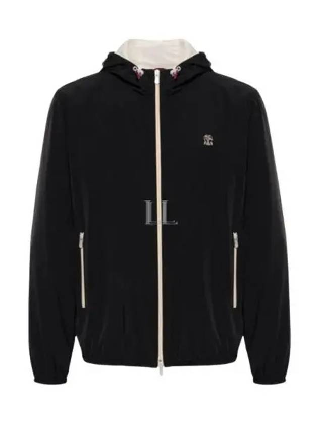 Embroidered Logo Zip-up Hoodie Black - BRUNELLO CUCINELLI - BALAAN 2