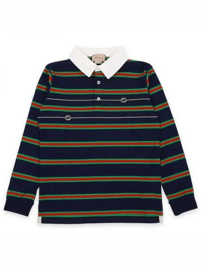 Kids Stripe Polo Shirt Navy - GUCCI - BALAAN 2