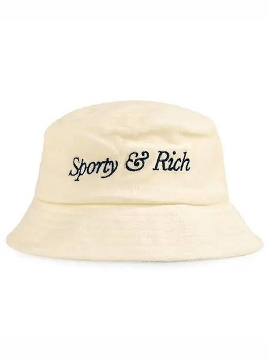 Embroidered Logo Cotton Bucket Hat Cream - SPORTY & RICH - BALAAN 2