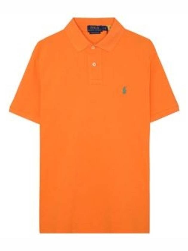 Embroidered Green Pony Slim Fit Polo Shirt Orange - POLO RALPH LAUREN - BALAAN 2