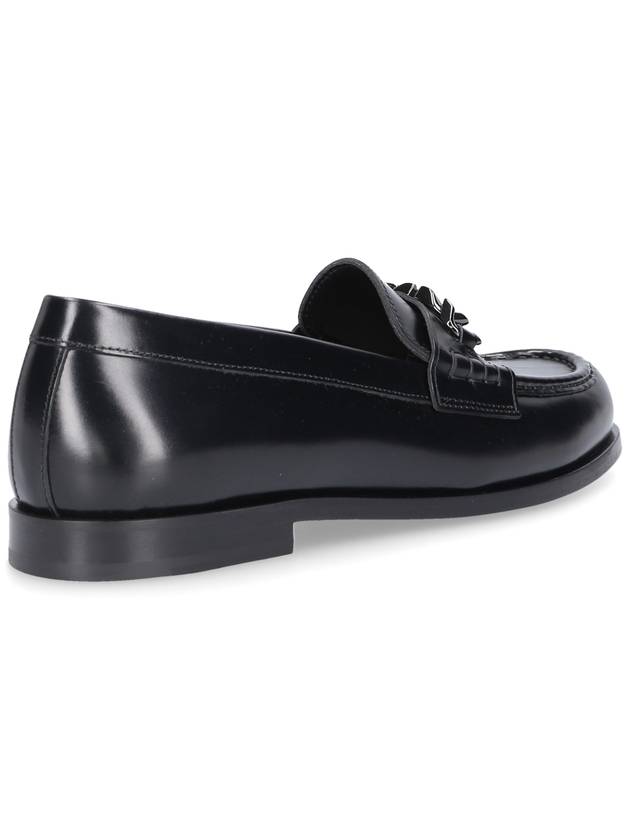 V Logo Chain Leather Loafers Black - VALENTINO - BALAAN 7