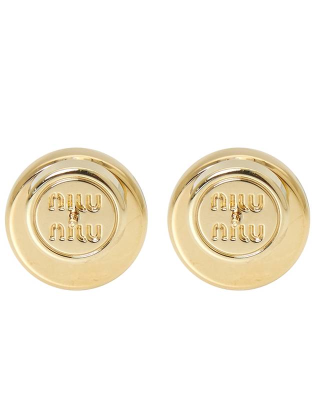 Round Logo Earrings Gold - MIU MIU - BALAAN 6