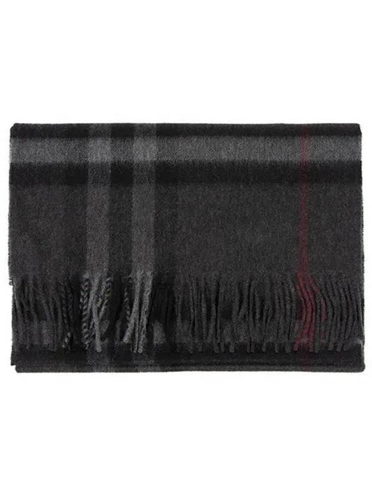 Check Cashmere Scarf Charcoal - BURBERRY - BALAAN 2