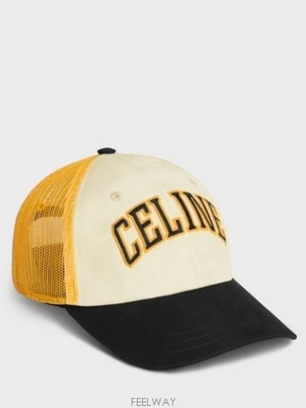 Mesh Logo Cotton Ball Cap Vanilla Yellow Black - CELINE - BALAAN 2