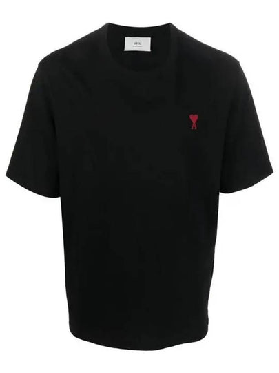 Small Heart Logo Boxy Fit Short Sleeve T-Shirt Black - AMI - BALAAN 2