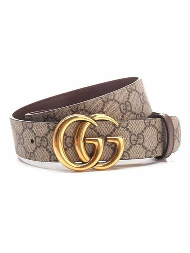 GG Marmont Reversible Leather Belt Beige Brown - GUCCI - BALAAN 1