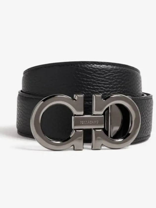 Reversible Gancini Leather Belt Dark Brown Black - SALVATORE FERRAGAMO - BALAAN 2