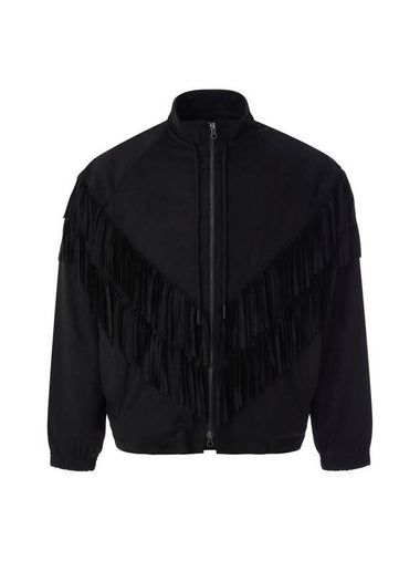 Suede Fringe Track Jacket Black - IFELSE - BALAAN 1