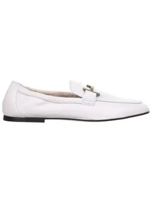 Women's Double T Leather Loafer White - TOD'S - BALAAN.