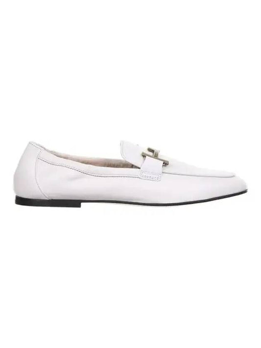 Women's Double T Leather Loafer White - TOD'S - BALAAN 1