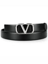 V Logo Signature Leather Belt Black - VALENTINO - BALAAN 3