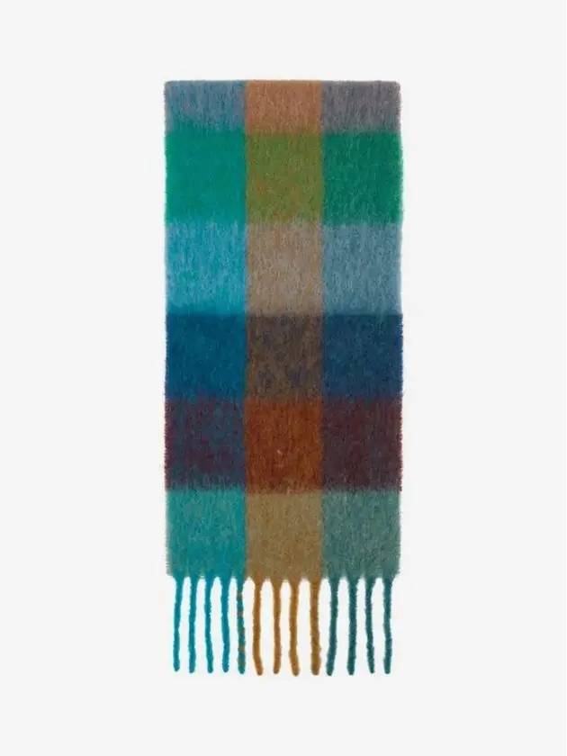 Check Mohair Muffler Turquoise Camel Blue - ACNE STUDIOS - BALAAN 3