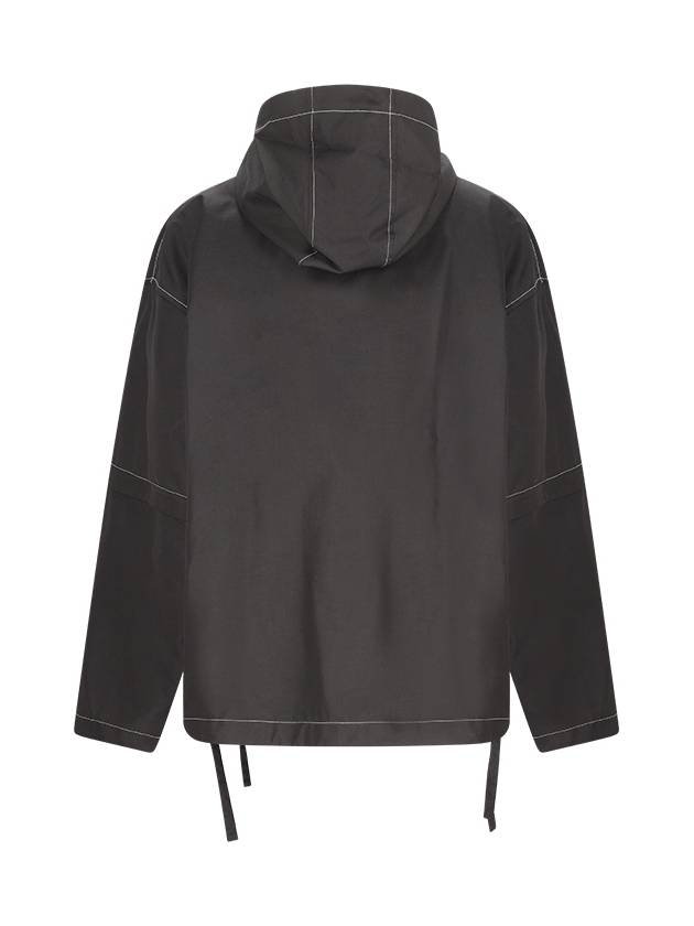 Contrast Stitch Hooded Jacket Black - JIL SANDER - BALAAN 3