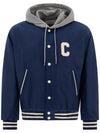 Oversized Teddy Nylon Hooded Jacket Navy - CELINE - BALAAN 1