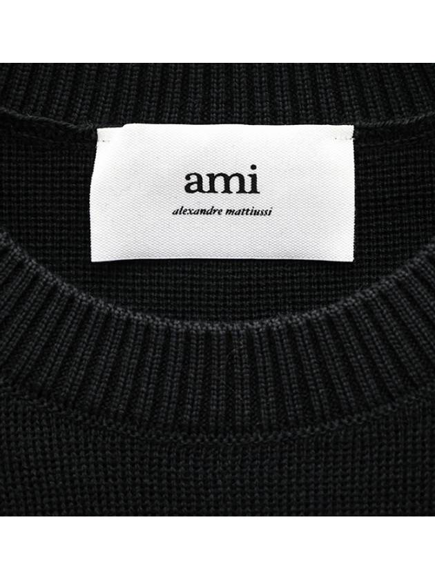 Heart Logo Patch Knit Top Black - AMI - BALAAN 6