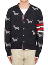 Hector 4 Bar V Neck Wool Cardigan Navy - THOM BROWNE - BALAAN 2