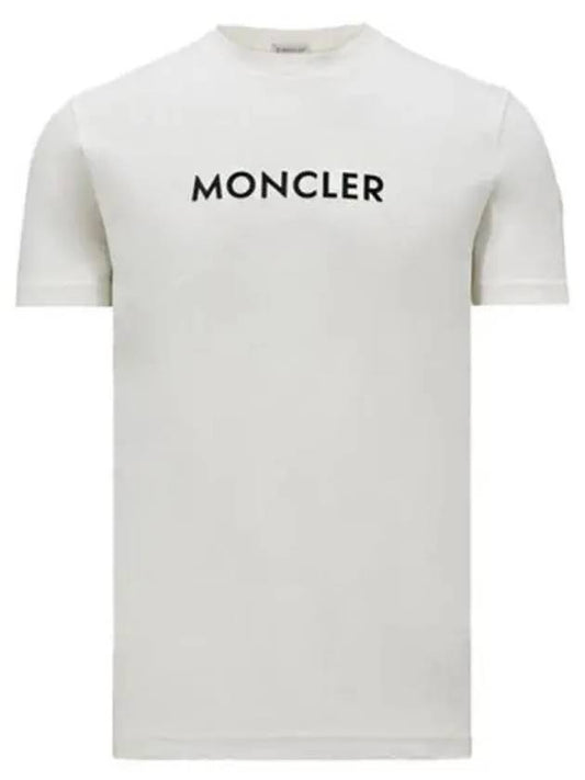 Logo Patch Round Short Sleeve T Shirt White Men s 270700 - MONCLER - BALAAN 1