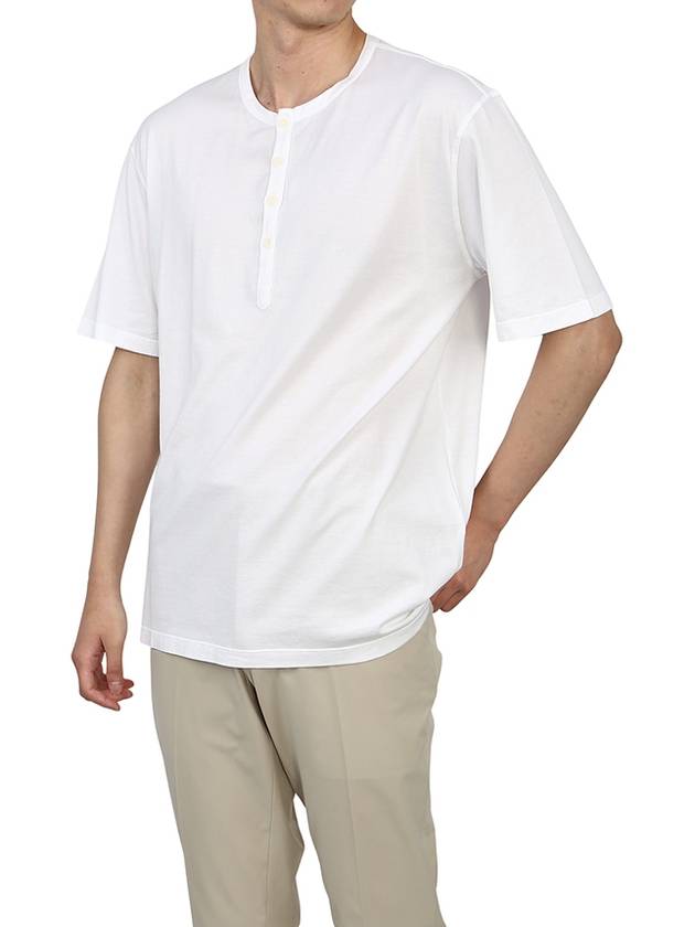 Men's Henry Neck Cotton Short Sleeve T-Shirt White - TEN C - BALAAN 6