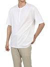 Men's Henry Neck Cotton Short Sleeve T-Shirt White - TEN C - BALAAN 8