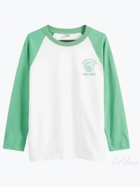 Emblem Baseball Tee White Verde TO045S405EW Long Sleeve T Shirt - SPORTY & RICH - BALAAN 1